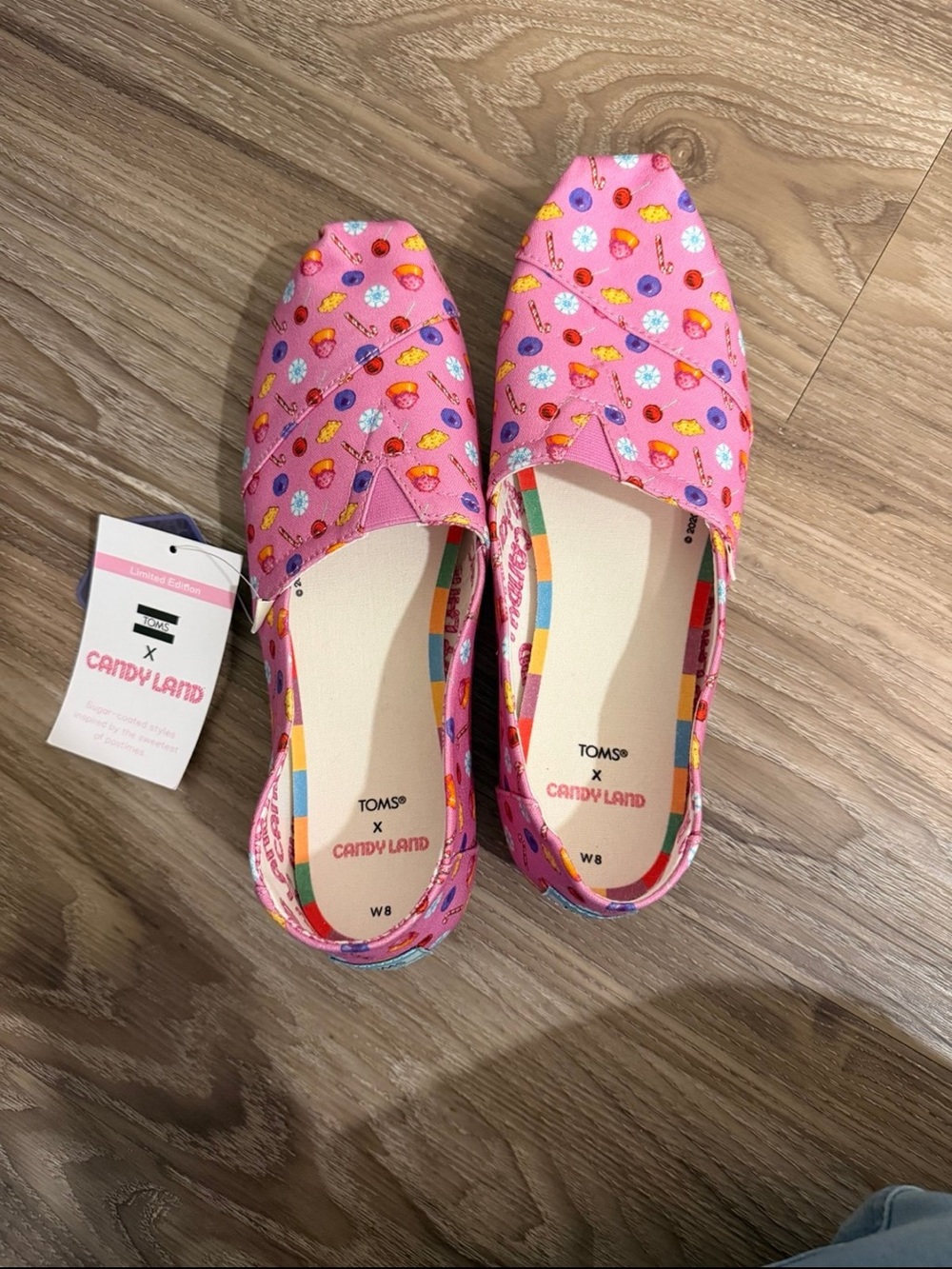 Toms Pink Candy Print Canvas Slip-Ons